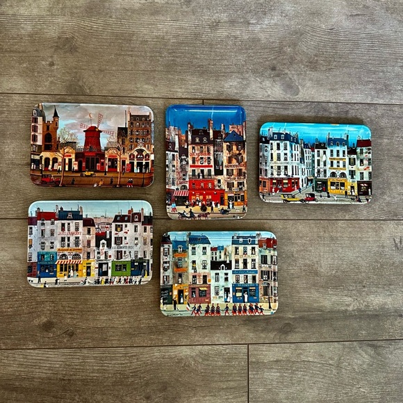 Set Of 5 Melamine Trays MICHEL DELACROIX Paris Street Scenes - Picture 4 of 7